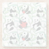 ハートを持つ美しいパンダが付いているパターン ガラスコースター (裏面)