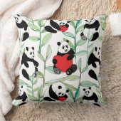 ハートを持つ美しいパンダが付いているパターン クッション (ブランケット)