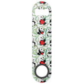 ハートを持つ美しいパンダが付いているパターン スピード栓抜き (裏面)