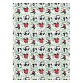 ハートを持つ美しいパンダが付いているパターン テーブルクロス (正面)