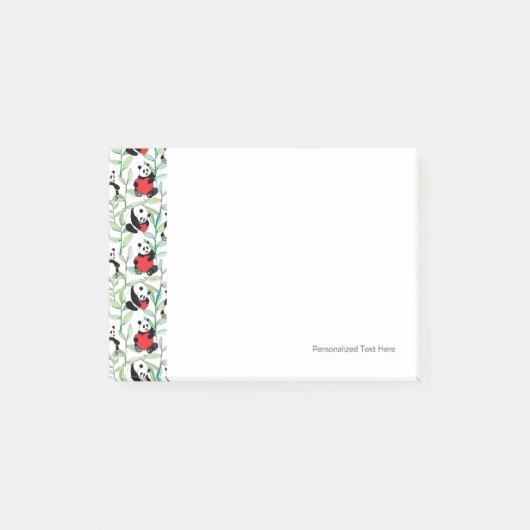 ハートを持つ美しいパンダが付いているパターン ポストイット (正面)
