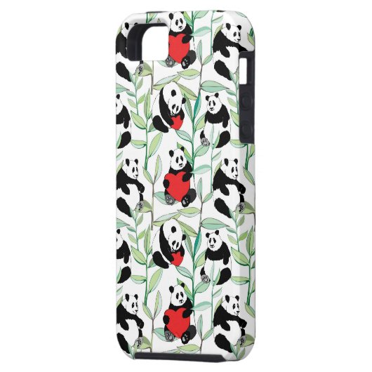 ハートを持つ美しいパンダが付いているパターン Case-Mate iPhoneケース (裏面左)
