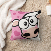 ハートを持つ赤面牛 クッション (ブランケット)