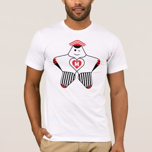 ハートを持つ陽気な星のキャラクター Tシャツ (正面)