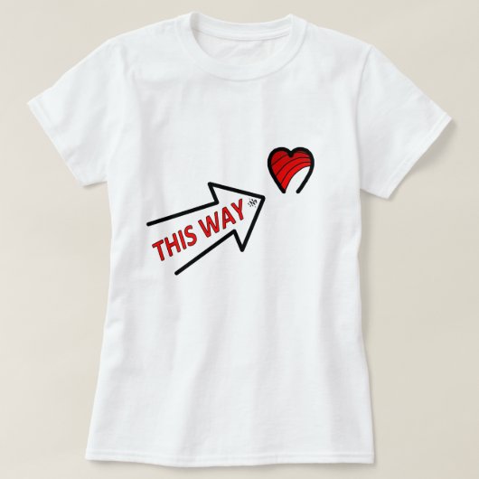 ハートを指すラブアロー Tシャツ (デザイン正面)