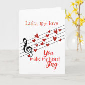 ハートを歌わせるバレンタイン カード (黄色い花)