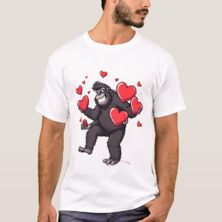 ハートを渡すゴリラ Tシャツ