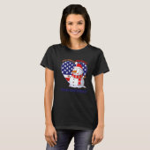 ハートを温めてくれるチーム・スノーマン ハート型アメリカ国旗 Tシャツ (正面フル)