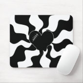 ハートを白黒で溶融 マウスパッド (マウス)