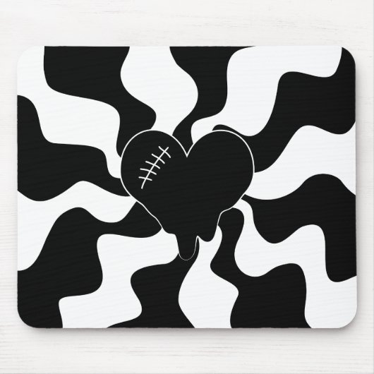ハートを白黒で溶融 マウスパッド (正面)