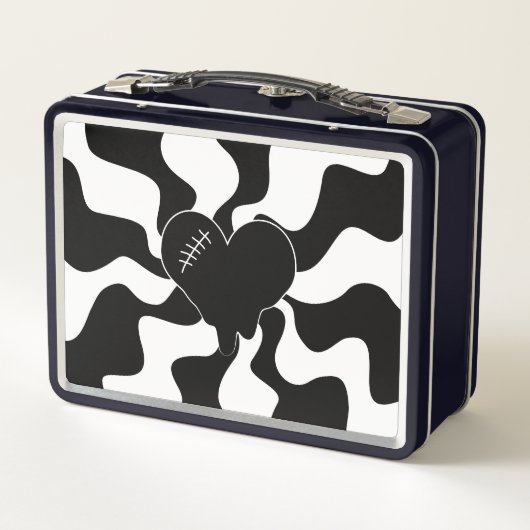 ハートを白黒で溶融 メタルランチボックス (裏面)