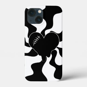 ハートを白黒で溶融 iPhone 13 MINIケース