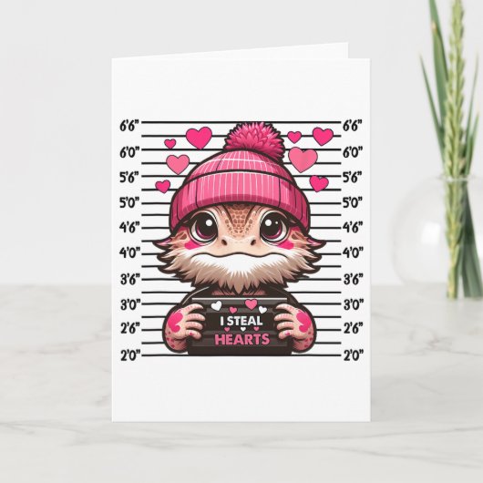 ハートを盗むかわいいヒゲドラゴン・マグショット・バレンタイン カード (正面)