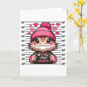 ハートを盗むかわいいヒゲドラゴン・マグショット・バレンタイン カード (黄色い花)