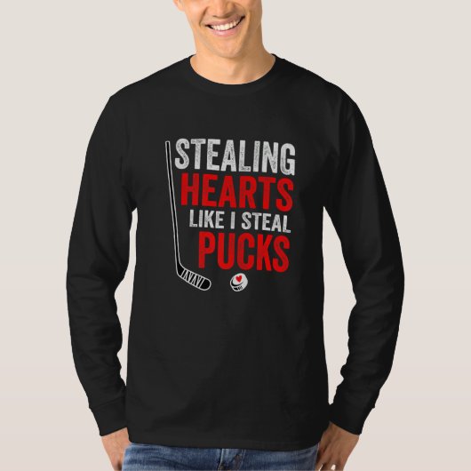 ハートを盗むようにパックを盗むバレンタインデー H Tシャツ (正面)