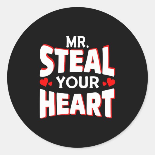 ハートを盗む君のための男子幼児バレンタイン ラウンドシール (正面)