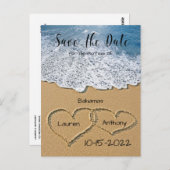 ハートを砂の中で保存ビーチ結婚式日 ポストカード (正面/裏面)