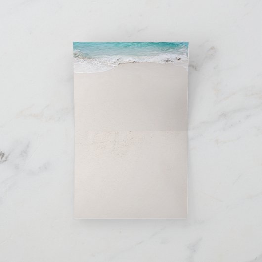 ハートを砂の目的地ビーチ結婚式 サンキューカード (内部)