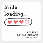 ハートを積む花嫁のブライズシャワー スクエアシール (正面)