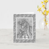 ハートを糸でつなぐピンクのドラゴン バレンタイン ファンタジー カード (黄色い花)