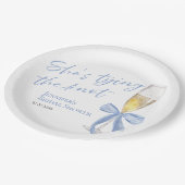 ハートを結ぶ | ブルーボウのブライズシャワー ペーパープレート (アングル)