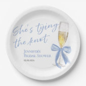 ハートを結ぶ | ブルーボウのブライズシャワー ペーパープレート (正面)