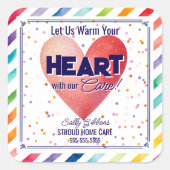 ハートを贈り物で温気にめ気によ スクエアシール (正面)