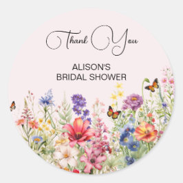 ハートを踊らせる ブライダルシャワーのワイルドフラワーズ ラウンドシール