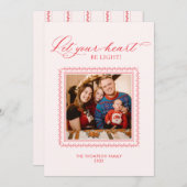 ハートを軽く 赤いカリグラフィーの写真 シーズンカード (正面/裏面)