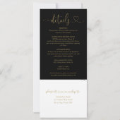 ハートを黒に書き、金ゴールドをすべて書き結婚込む 招待状 (裏面)