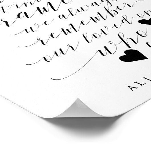 ハートをFrame Guest Bookのサイン結婚にドロップ ポスター (角)