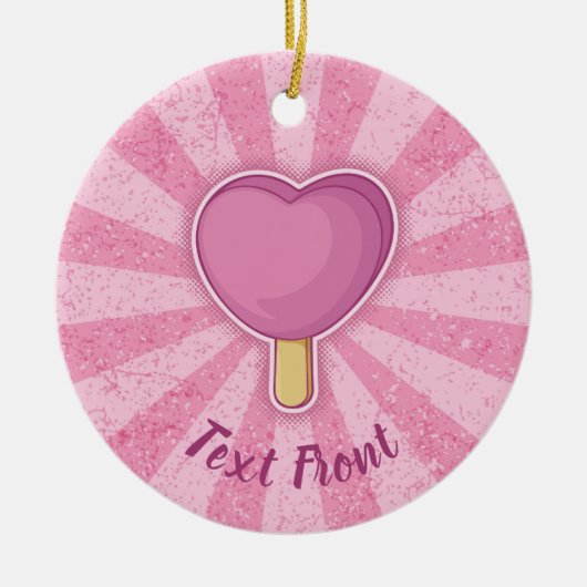 ハートアイスクリームスティック セラミックオーナメント (正面)