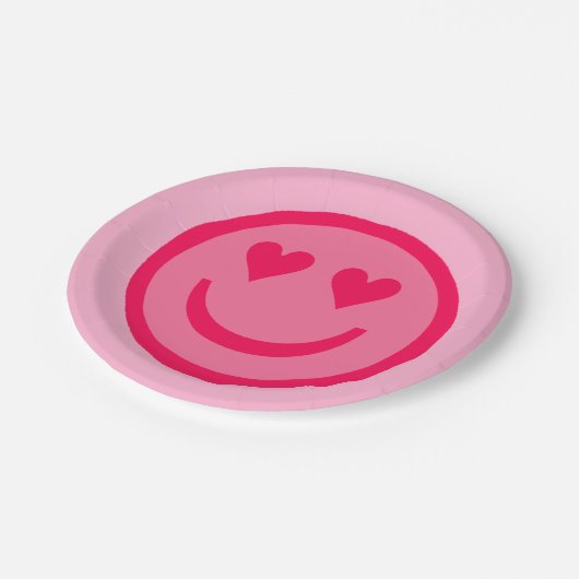 ハートアイズハッピー顔紙プレート ペーパープレート (アングル)