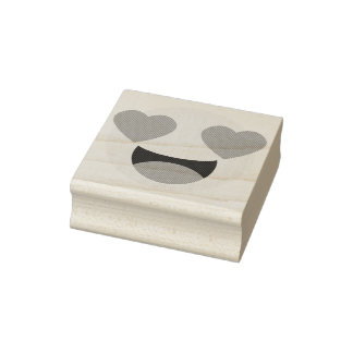 ハートアイズ絵文字ウッドアートスタンプ ラバースタンプ