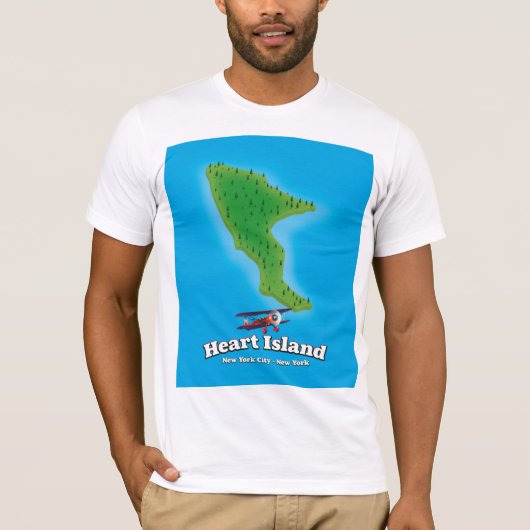 ハートアイランドニューヨークの地図 Tシャツ (正面)