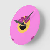 ハートアイ絵文字 ラウンド壁時計 (傾斜)