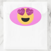 ハートアイ絵文字 楕円形シール (バッグ)