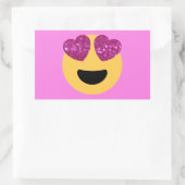 ハートアイ絵文字 長方形シール (バッグ)