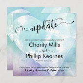 ハートアクアパープル延期結婚式お知らせカード (正面/裏面)