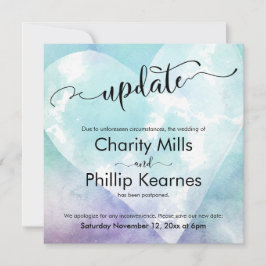 ハートアクアパープル延期結婚式お知らせカード