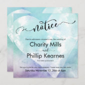 ハートアクアパープル結婚延期のお知らせカード (正面/裏面)