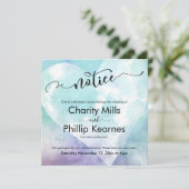 ハートアクアパープル結婚延期のお知らせカード (スタンド正面)