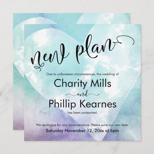 ハートアクアパープル結婚延期の新しい計画カード (正面/裏面)