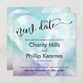 ハートアクアパープル結婚延期の新日付カード (正面/裏面)