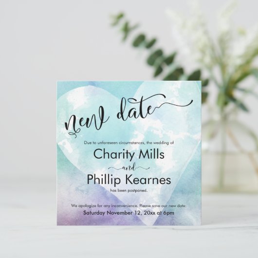 ハートアクアパープル結婚延期の新日付カード (スタンド正面)