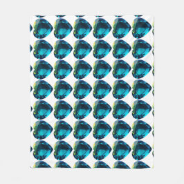 ハートアクアマリン、青 フリースブランケット