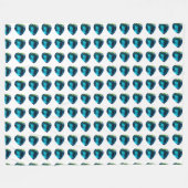 ハートアクアマリン、青 フリースブランケット (正面(横))