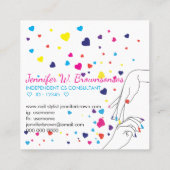 ハートアクリル爪、 ネイルスパスタイリストピンクブルーイエロー スクエア名刺 (裏面)