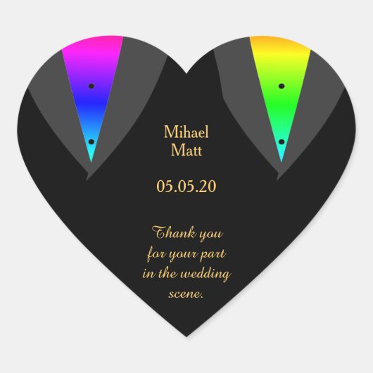 ハートアグロープライドゲイ結婚のハートステッカー ハートシール (正面)