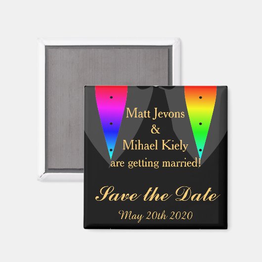 ハートアグロープライドゲイ結婚式の日付を保存 マグネット (正面/裏面)